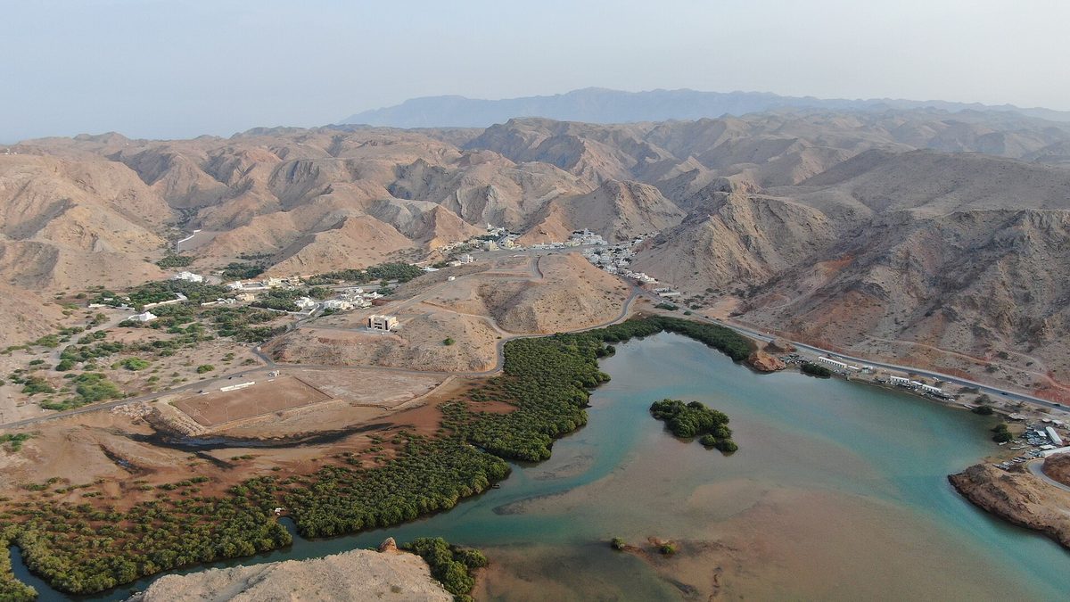 محمية بندر الخيران — Aerial view of Bandar Khayran village, Muscat, Sultanate of Oman.jpg